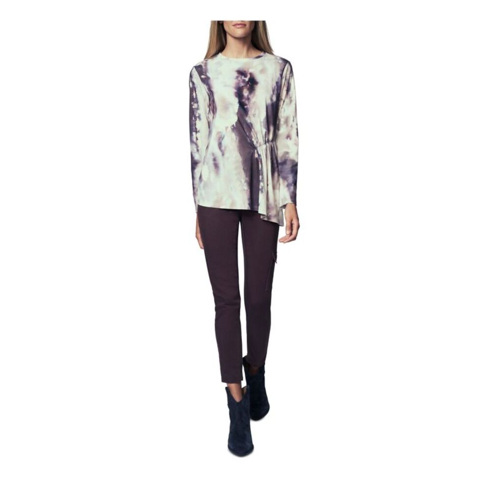B NEW YORK Womens Ivory Printed Long Sleeve Crew Neck Top Size: XS